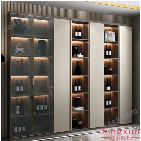 现代轻奢玻璃酒柜定制 餐边柜定做 整体靠墙简约客厅餐厅酒柜展示柜