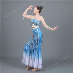 新款傣族舞蹈服装演出服水之灵舞蹈孔雀舞女成人表演服亮片鱼尾裙