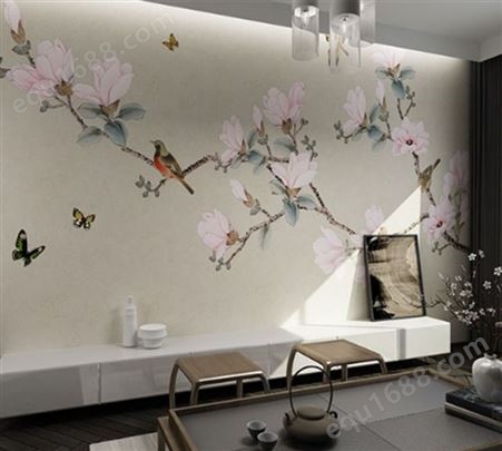 专业画室 3D墙绘花卉 色彩鲜艳 不易掉色 易清理墙绘