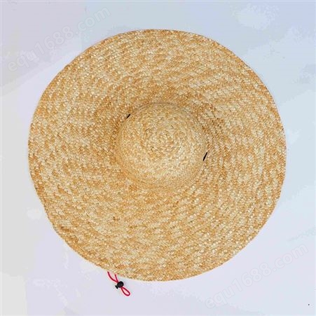 现货批发 天然小麦草草帽 防晒大檐帽直径55cm沙滩帽 圆顶帽子