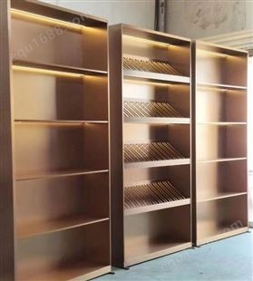 简约方格不锈钢书柜定制 客厅装饰金属架层板展示柜