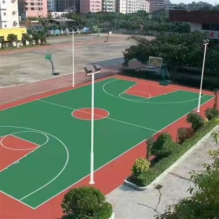 篮球场硅PU地面铺设 塑胶跑道硅pu地胶 学校幼儿园橡胶颗粒施工