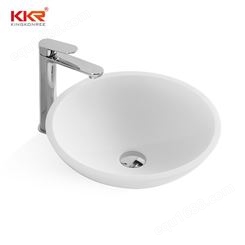 KKR 白色欧美简约款浴室台盆 圆形易清理工程款人造石洗手盆