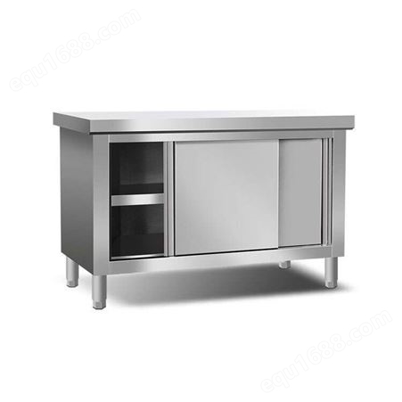 华杰厨业 不锈钢拉门工作台厨房储物柜不锈 钢操作台面双单打荷台
