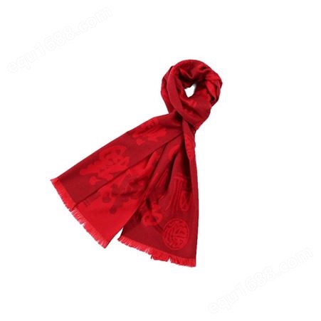 提花福字红围巾 礼品定制定做 纯色时尚款 久见科技