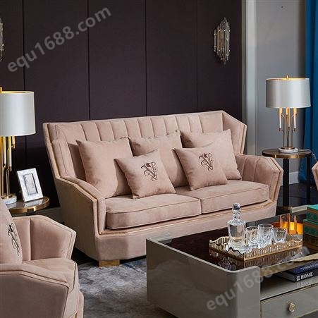 天一美家别墅家具品牌意式轻奢沙发客厅时尚绒布艺后现代123组合