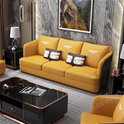 天一美家轻奢沙发组合真皮后现代简约意式风直排客厅家具定制