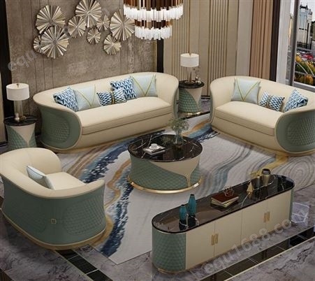 天一美家_意大利品别墅1+2+3组合沙发客厅意式轻奢家具定制