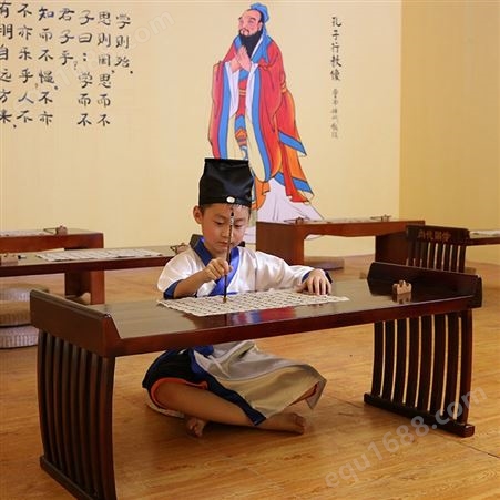 仿古中式马鞍桌儿童茶艺桌国学馆培训桌国学桌