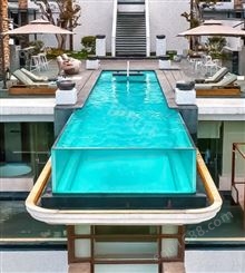 新型高透亚克力酒店民宿泳池景区悬空钢结构游泳池整套输出