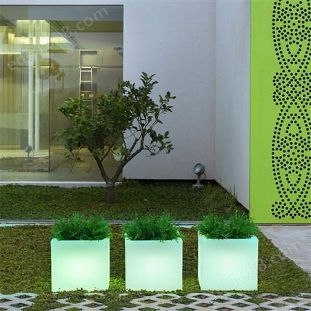 户外园林景观容器酒店商超创意太阳能防水七彩发光花盆