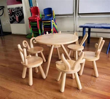幼儿园实木桌椅橡木 樟子松儿童长方桌 培训班学生课桌